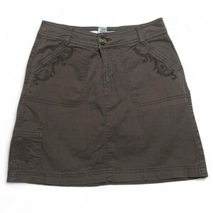 Vintage Y2K Croft & Barrow Brown Embroidered Cargo Skort W/ Pockets. 4 PETITE